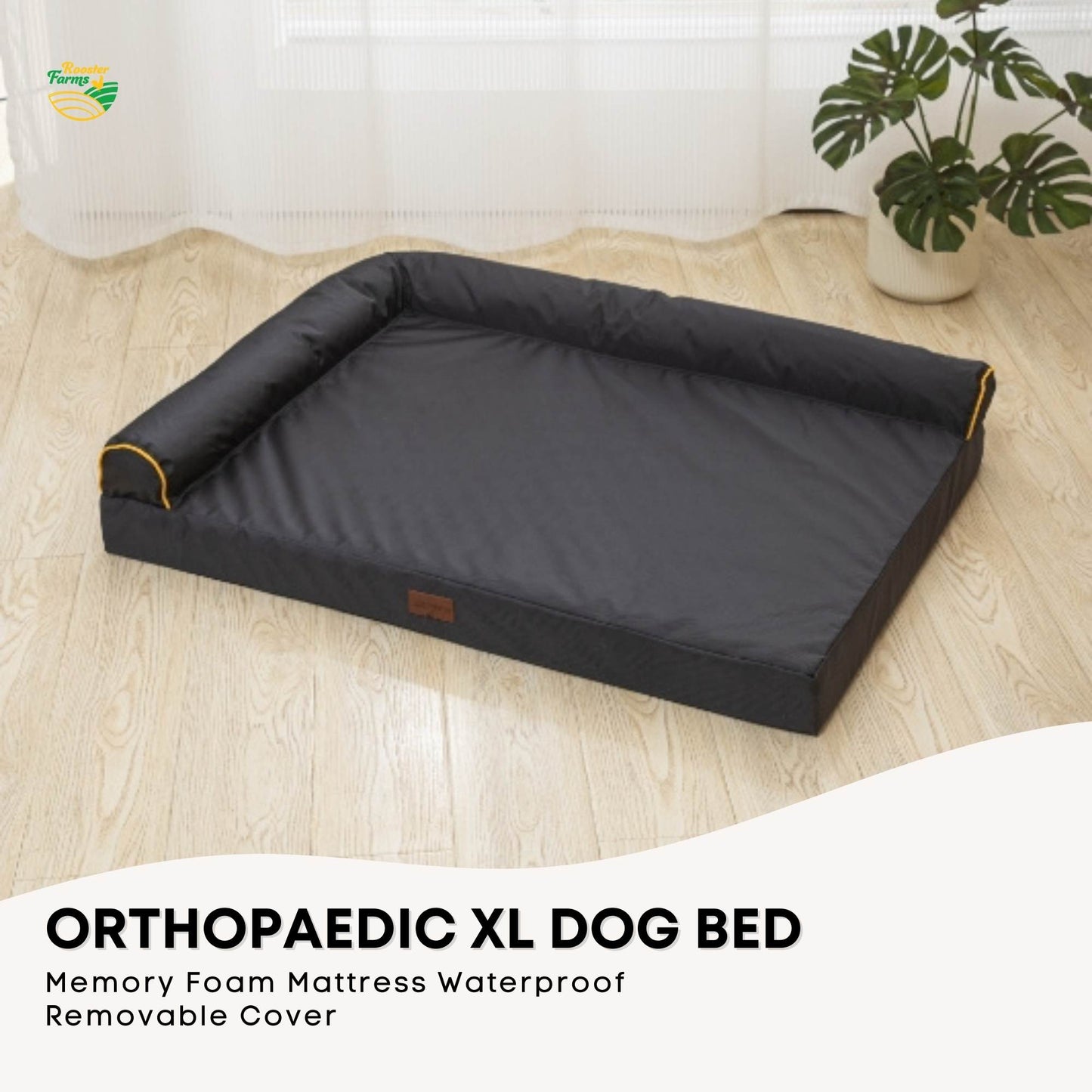 Orthopaedic Dog Bed XL Grey - Memory Foam Mattress Waterproof Removable Cover-1