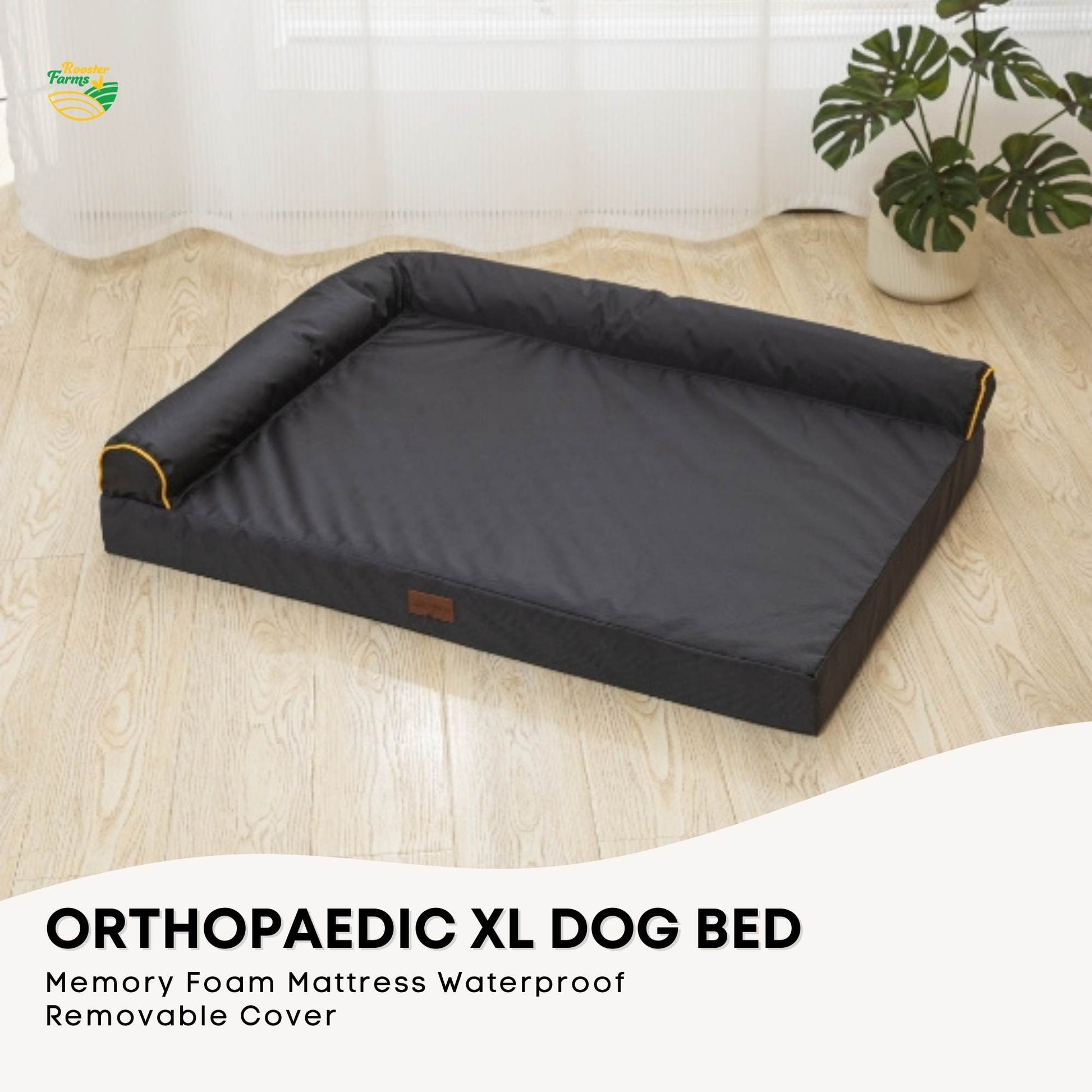 Orthopaedic Dog Bed XL Grey - Memory Foam Mattress Waterproof Removable Cover-1