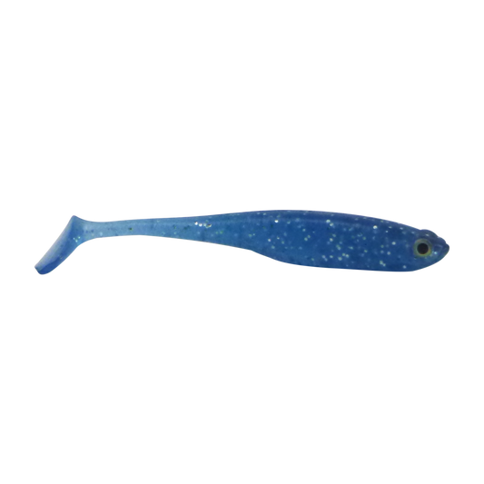 Swimerz Soft Shad 100mm Paddle Tail lure, Electric Blue, 6 pack-0