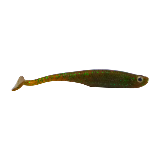 Swimerz Soft Shad 100mm Paddle Tail lure, Green Pumpkin, 6 pack-0