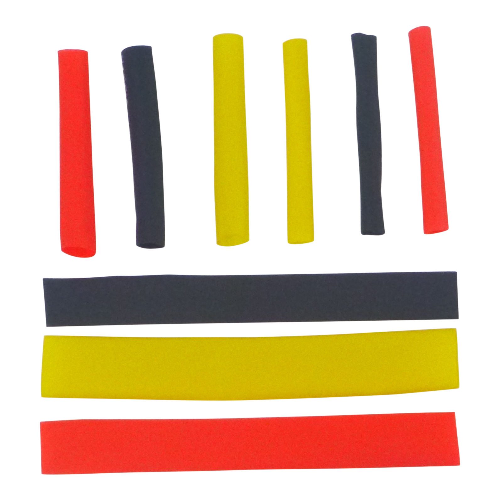 Swimerz Assist Hook Sleeves, 4mm Shrink Tube, Black, Yellow & Red, 50mm. Qty 45.-1