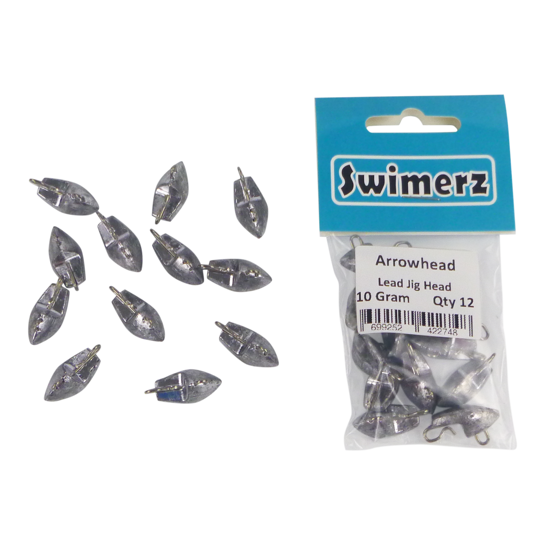 Swimerz 10gm Arrowhead Jig Head, 3/8oz, Lead, Qty 12-2