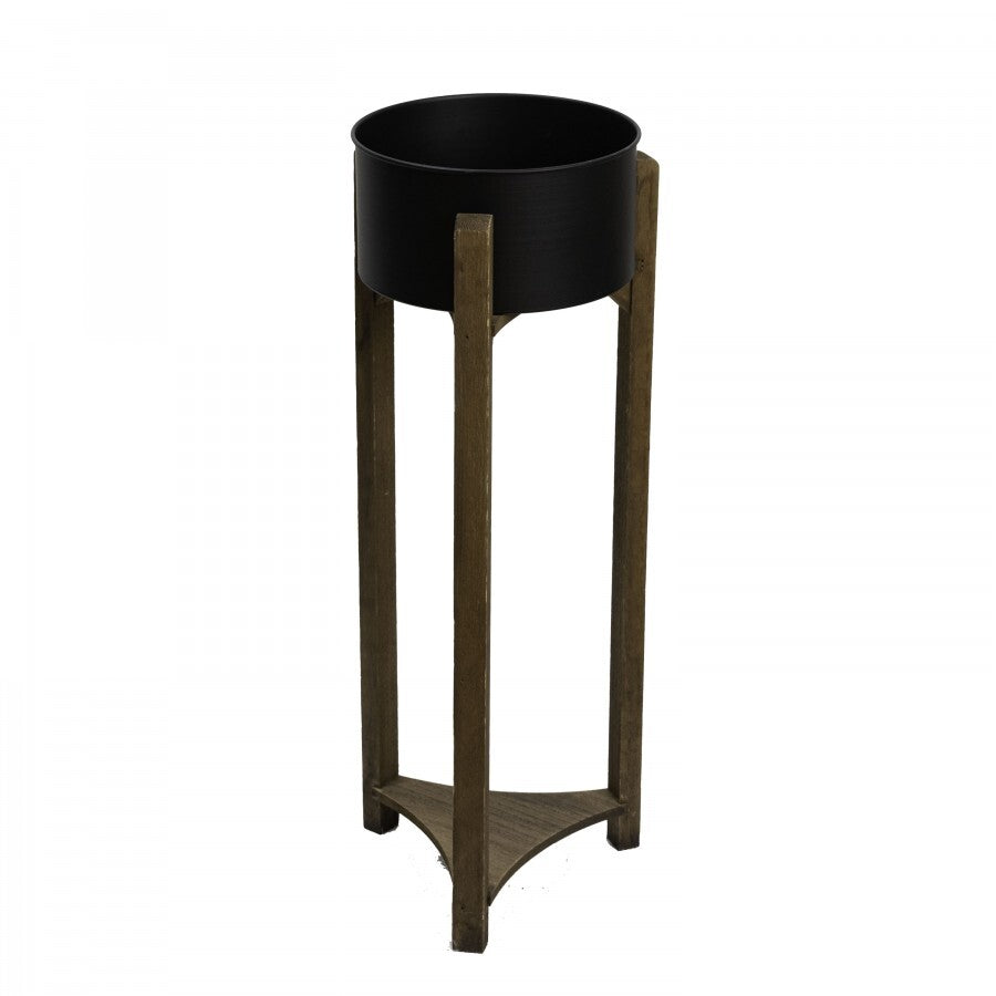 Fusion Steel Plant Stand Outdoor Indoor Flower Pot Rack Home Planter Shelf - Black 63cm x 24cm-0