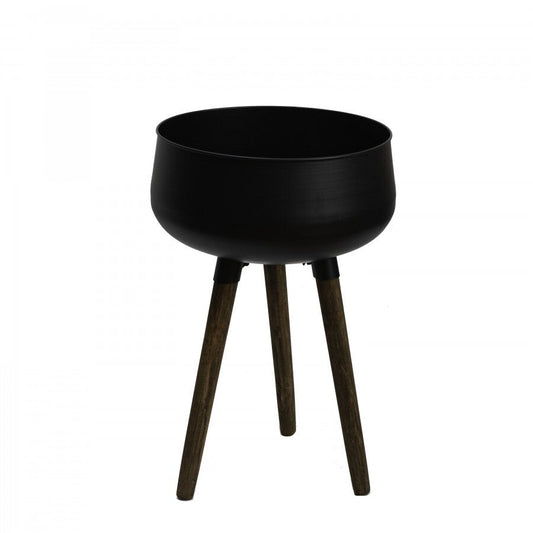 Fusion Steel Plant Stand Outdoor Indoor Flower Pot Rack Home Planter Shelf - Black 55cm x 35cm-0