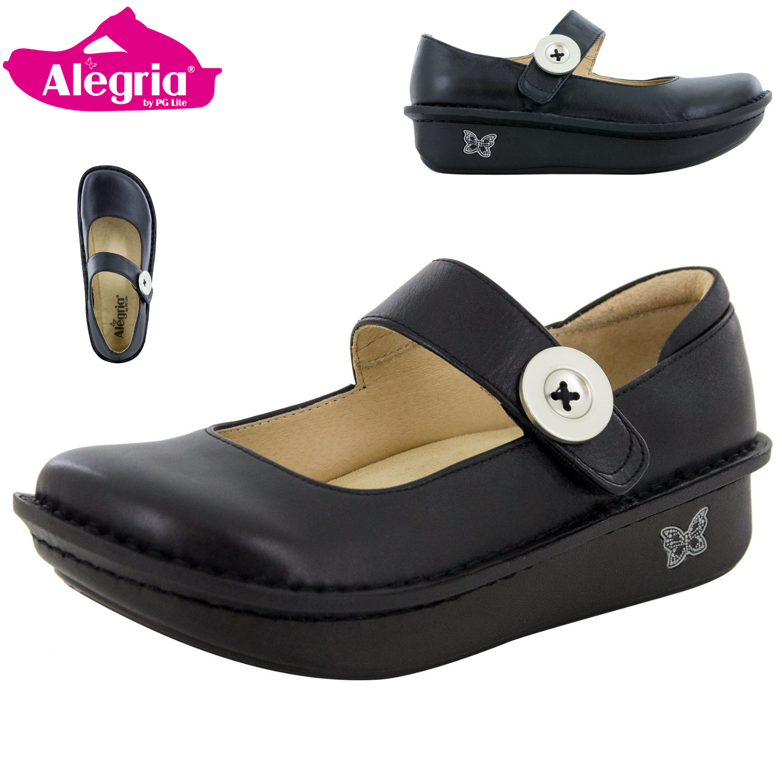 ALEGRIA Paloma Nursing Shoes Slip On Womens Work Working Hospitality - Black Nappa-3