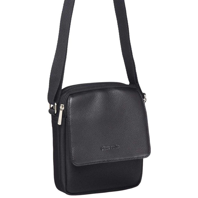 Pierre Cardin Mens Soft Italian Leather Business/ Travel Cross Body Bag - Black-1