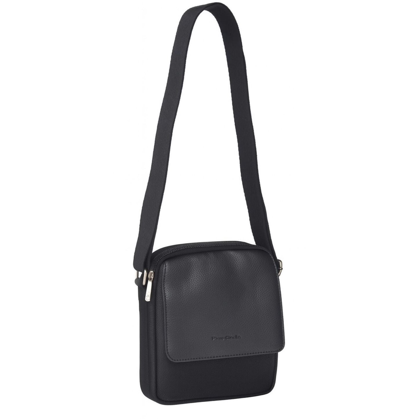 Pierre Cardin Mens Soft Italian Leather Business/ Travel Cross Body Bag - Black