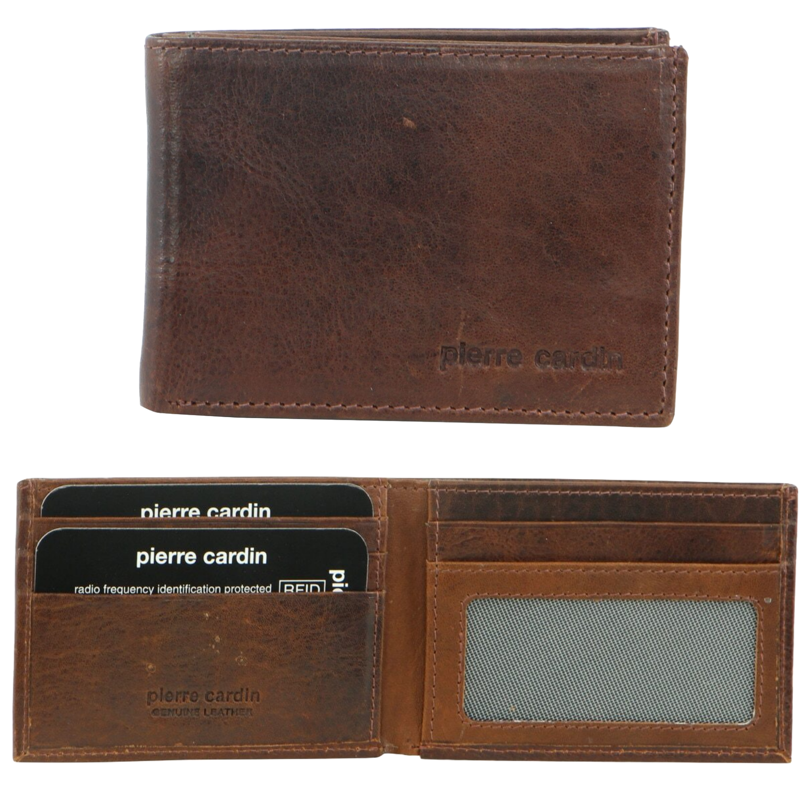 Pierre Cardin Mens RFID Slim Wallet Genuine Italian Leather w Gift Box - Cognac-1