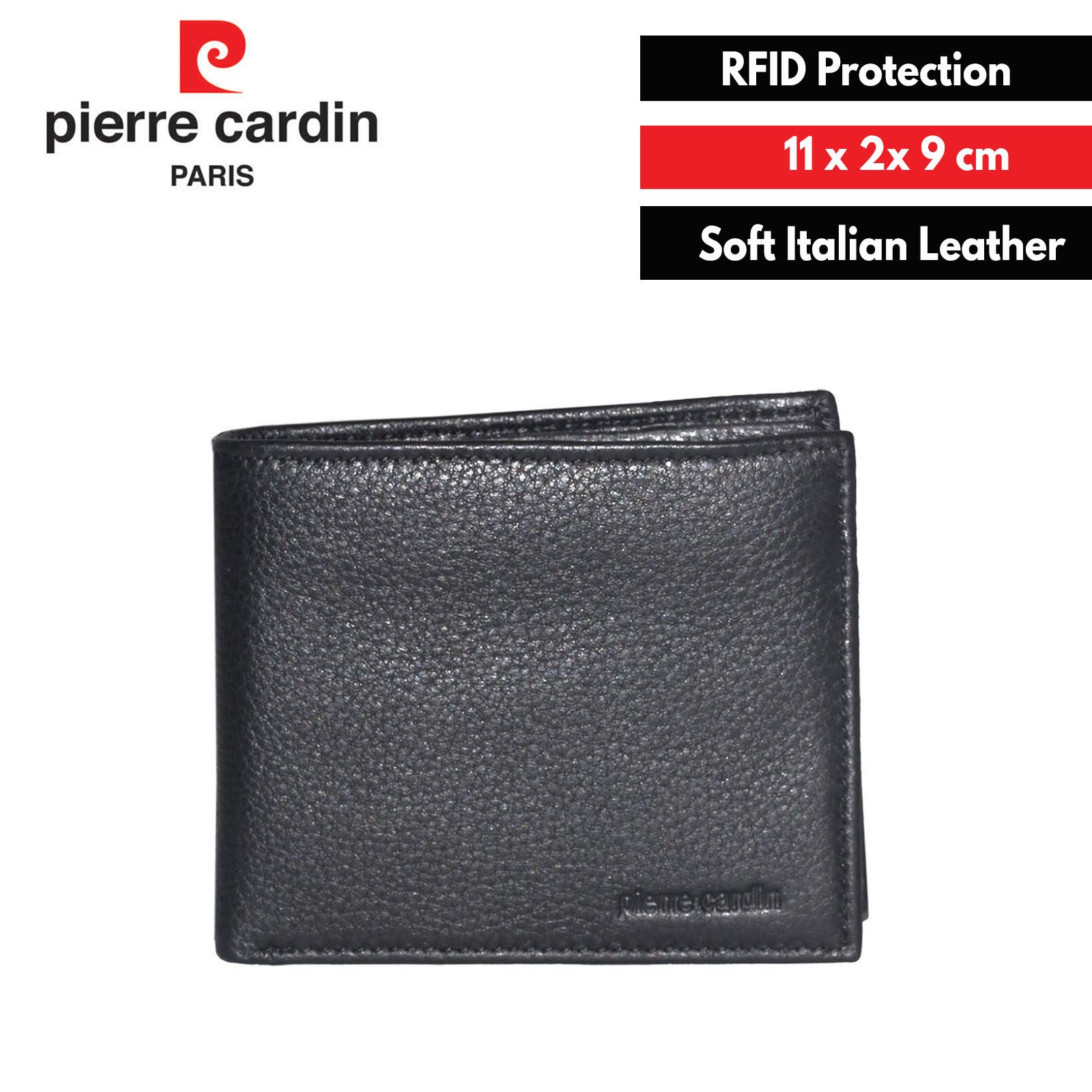 Pierre Cardin Mens Wallet RFID Blocking Genuine Italian Leather - Black-1