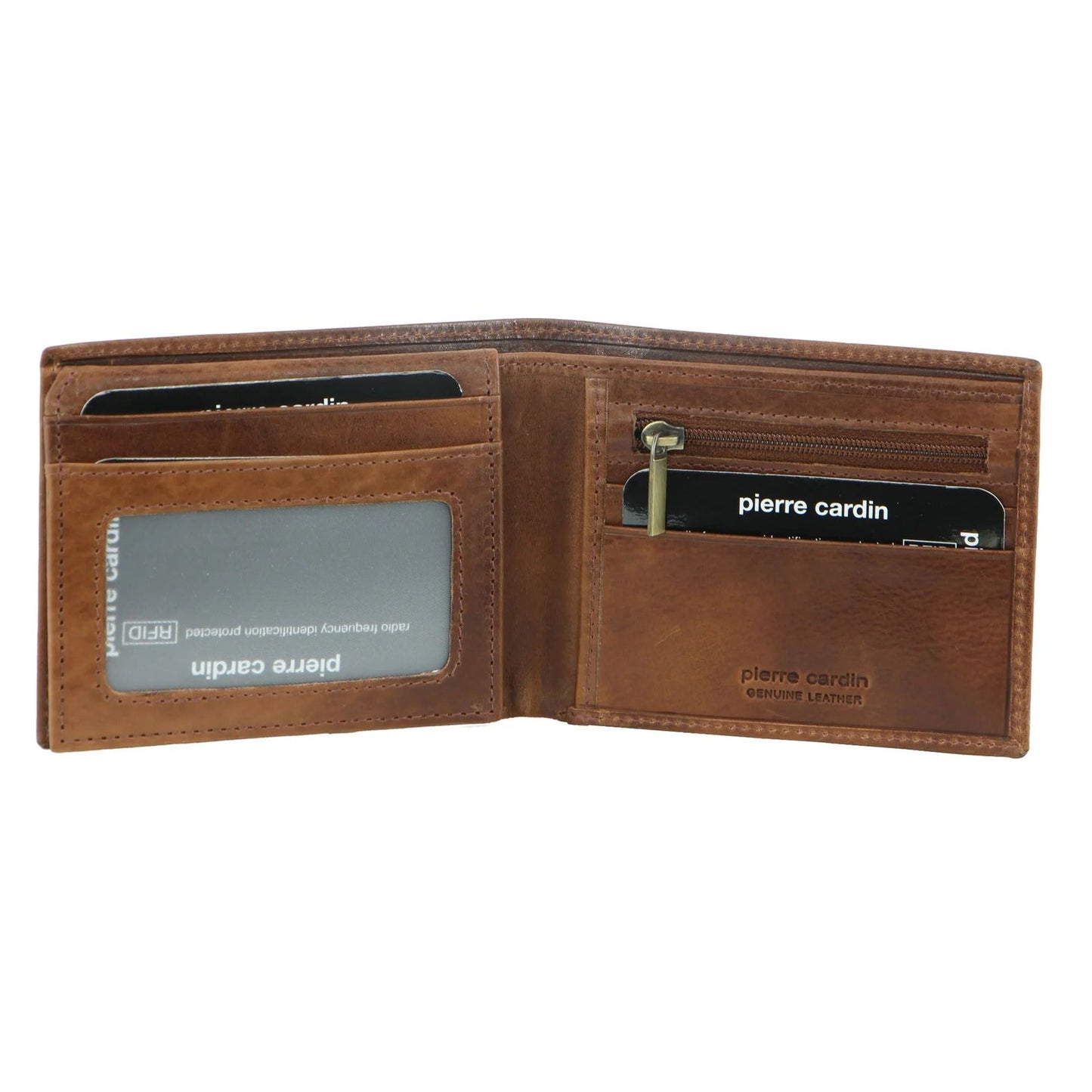 Pierre Cardin Mens Wallet RFID Blocking Genuine Italian Leather - Brown-2