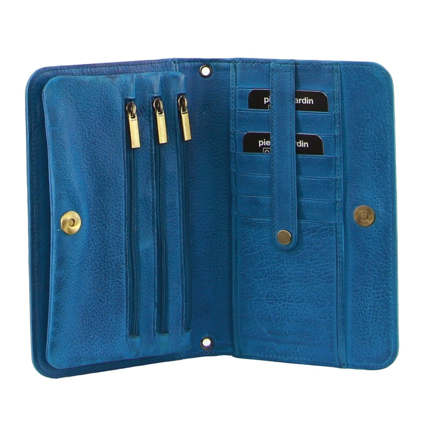 Pierre Cardin Ladies Womens Clutch Leather Wallet Purse RFID Protected - Aqua Blue-3