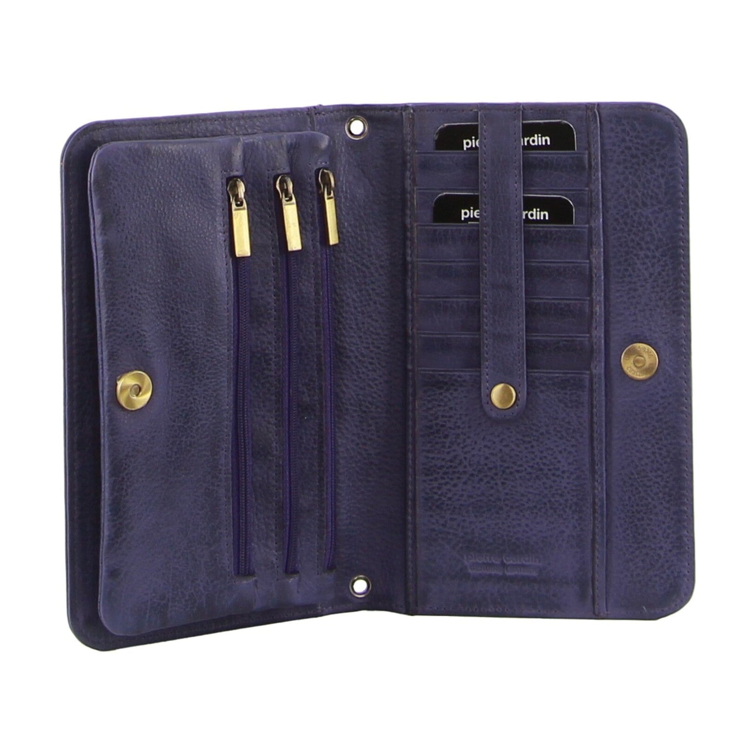Pierre Cardin Ladies Womens Clutch Leather Wallet Purse RFID Protected - Purple-3