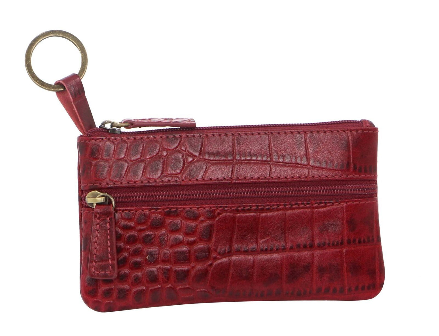 Pierre Cardin Ladies Womens Genuine Leather RFID Coin Purse Wallet - Red Croc-0
