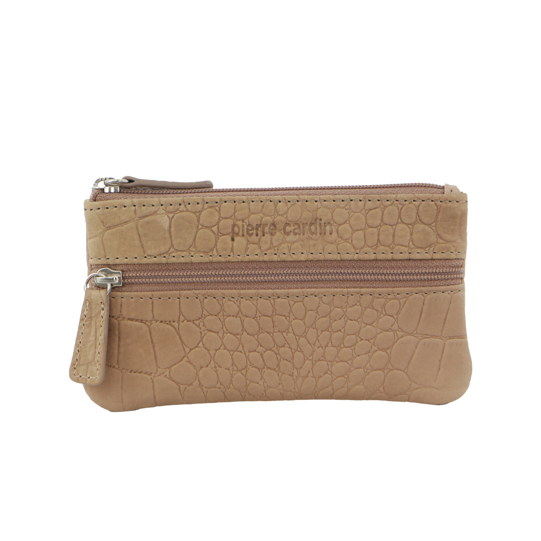 Pierre Cardin Ladies Womens Genuine Leather RFID Coin Purse Wallet - Taupe (Croc)-1