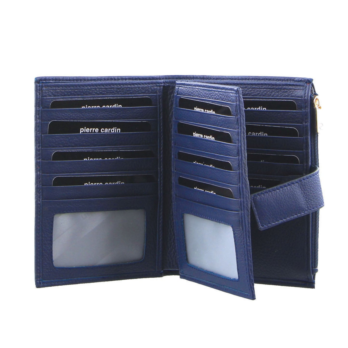 Pierre Cardin Ladies Womens Bi-Fold Italian Leather Credit Card Holder Wallet Purse - Denim-0