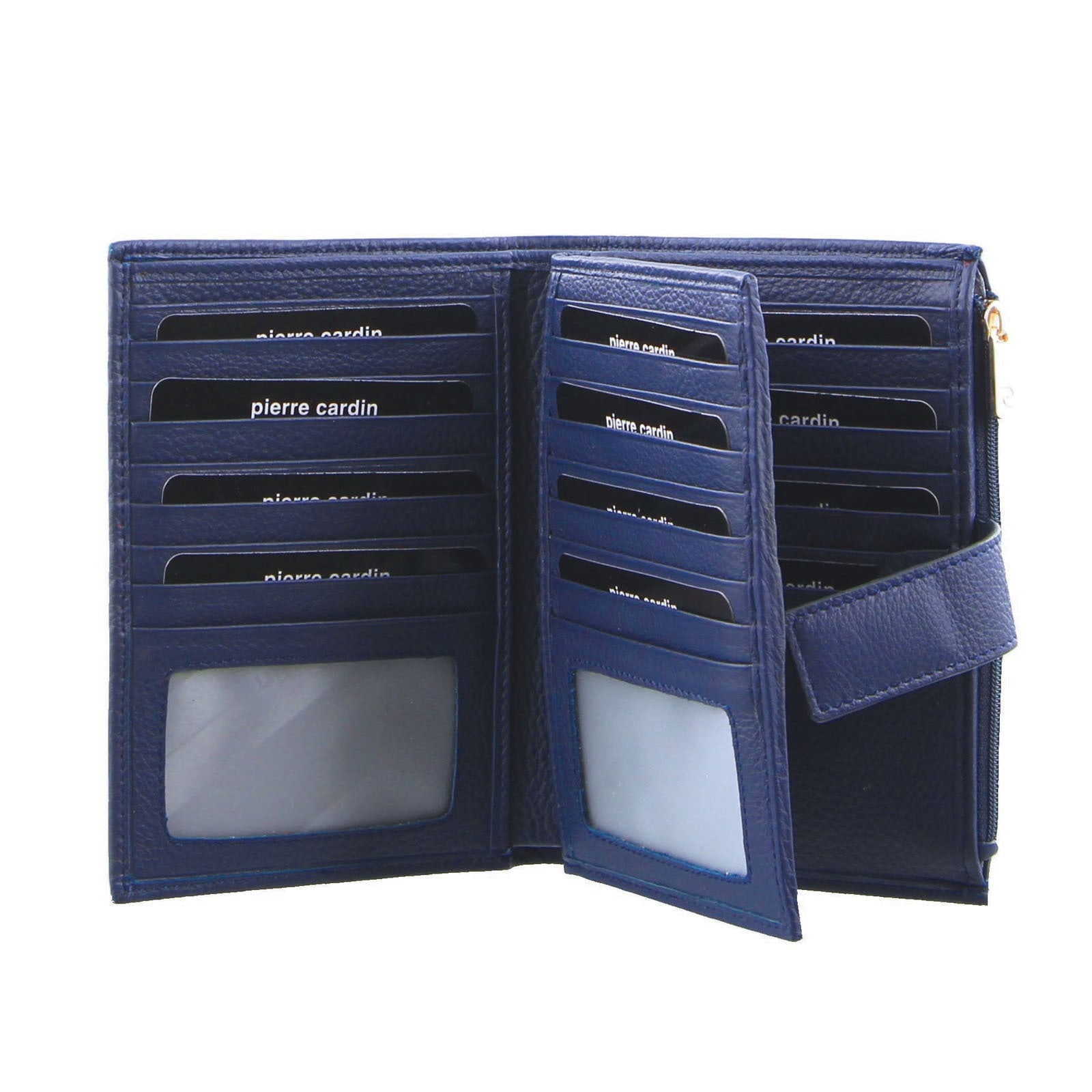 Pierre Cardin Ladies Womens Bi-Fold Italian Leather Credit Card Holder Wallet Purse - Denim-0