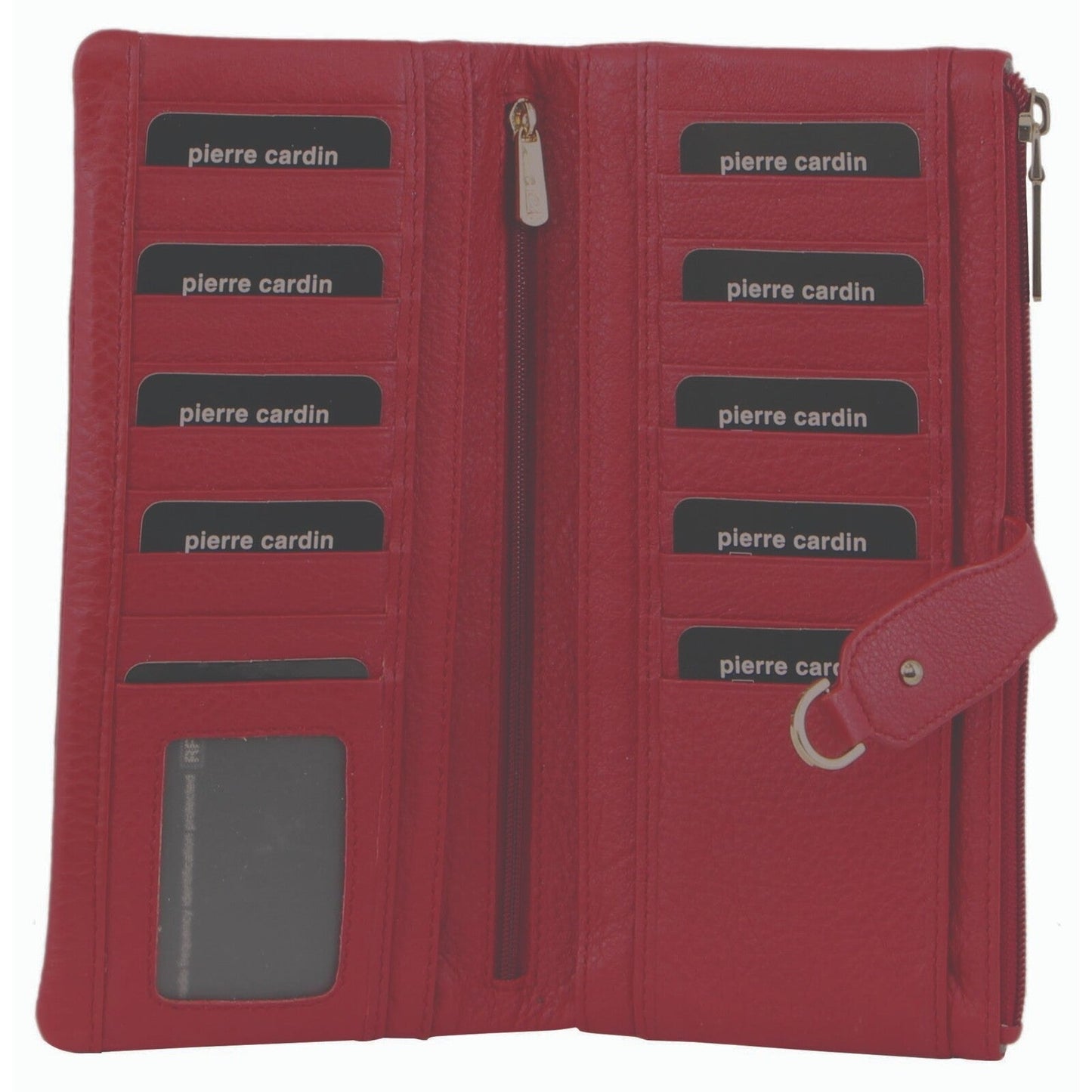 Pierre Cardin Womens RFID Italian Leather Wallet Purse Credit Card Holder - Red-0