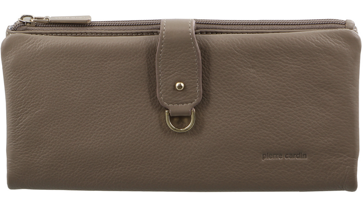 Pierre Cardin Women RFID Italian Leather Wallet Purse Credit Card Holder - Taupe-2