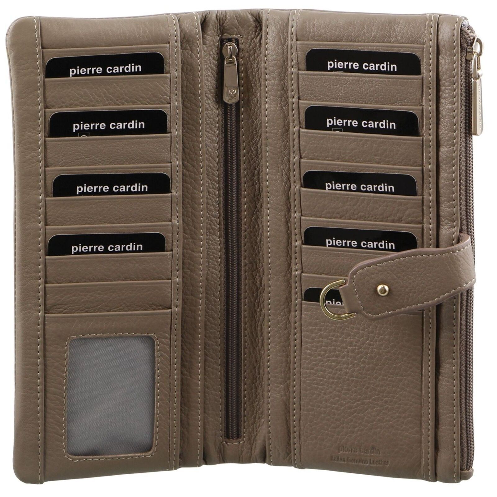 Pierre Cardin Women RFID Italian Leather Wallet Purse Credit Card Holder - Taupe-1