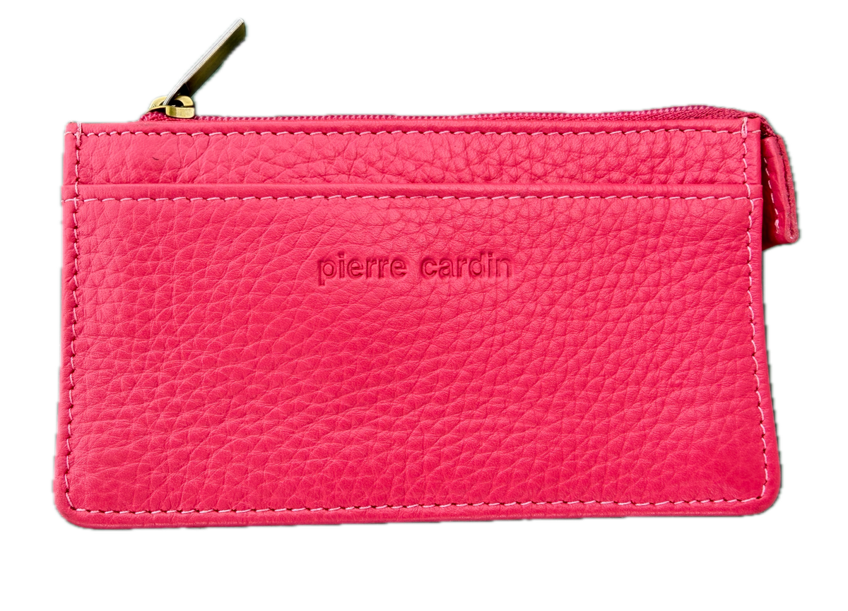 Pierre Cardin Womens Soft Italian Leather Coin Purse Holder Wallet - Hot Pink