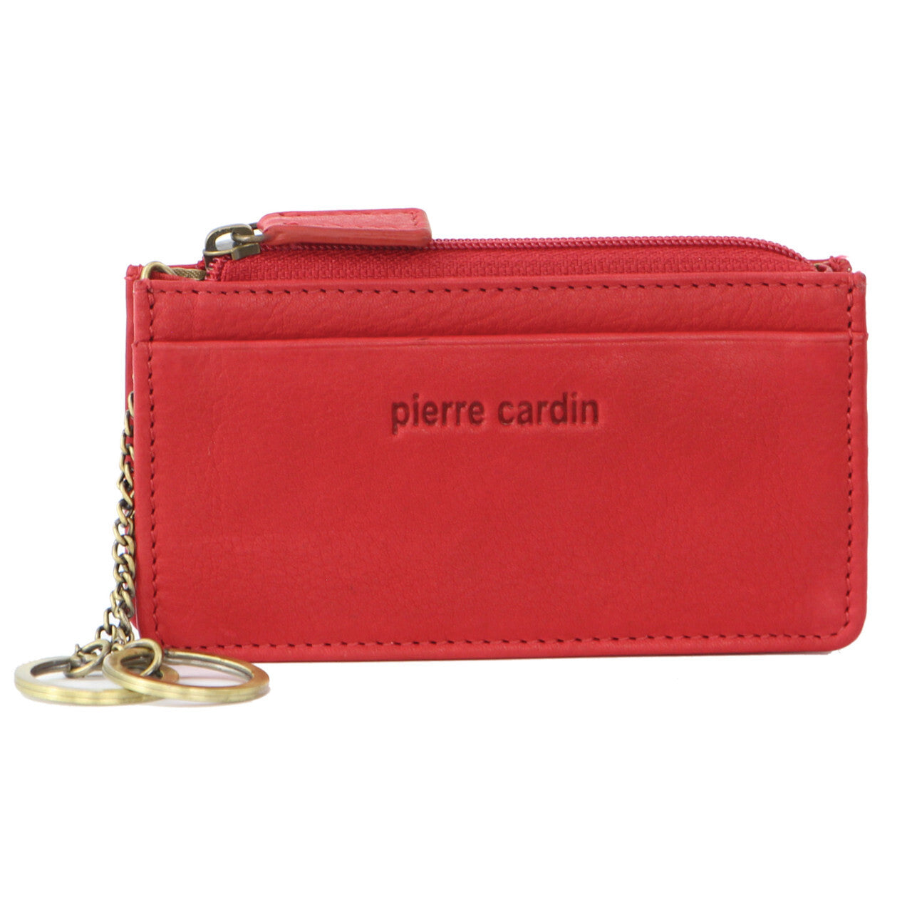 Pierre Cardin Womens Soft Italian Leather Coin Purse Holder Wallet - Red-1