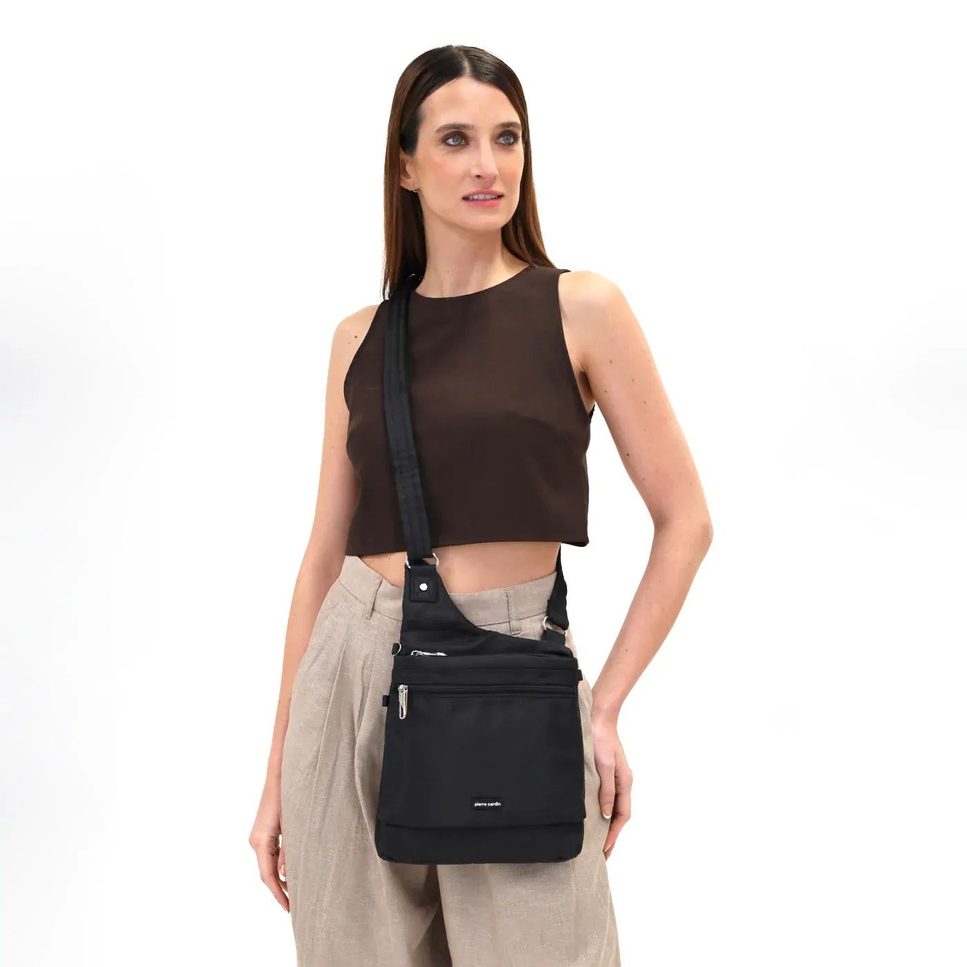 Pierre Cardin RFID Cross Body Bag Travel Anti-Theft Slash Proof - Black-2
