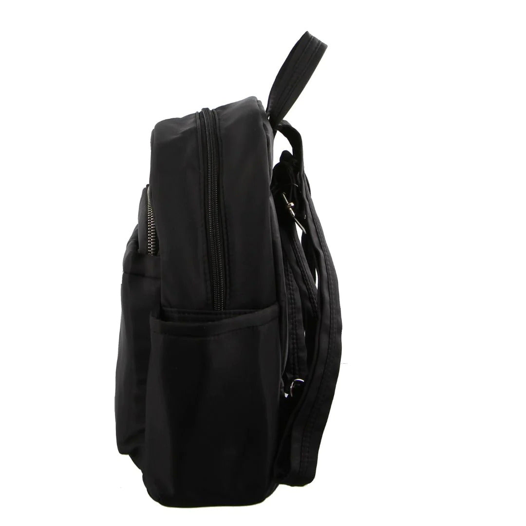Pierre Cardin Nylon Backpack RFID Anti-Theft Slash Proof - Black-2
