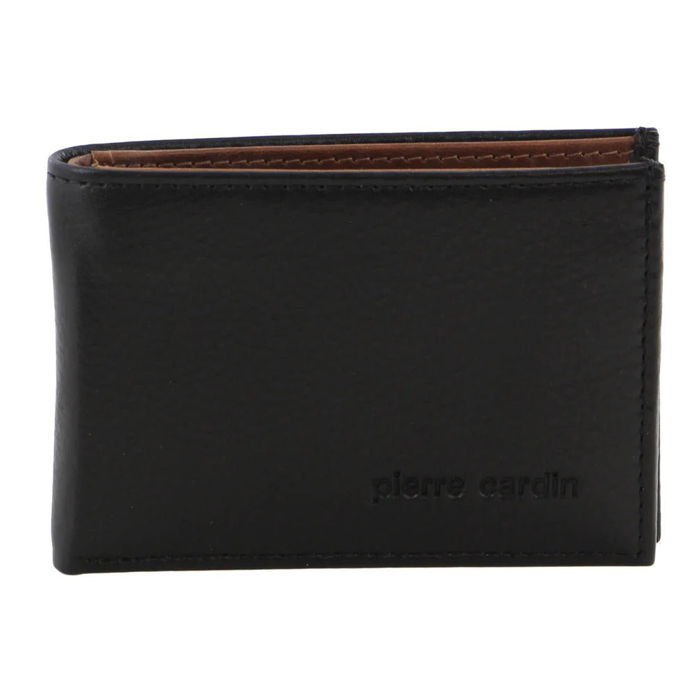 Pierre Cardin Mens Leather RFID Italian Two-Tone Wallet - Black Cognac-2