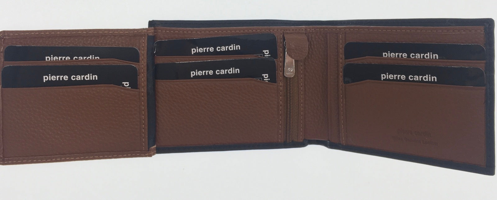 Pierre Cardin Italian Genuine Leather Mens Two Tone Bi Fold Wallet- Black/Cognac-3