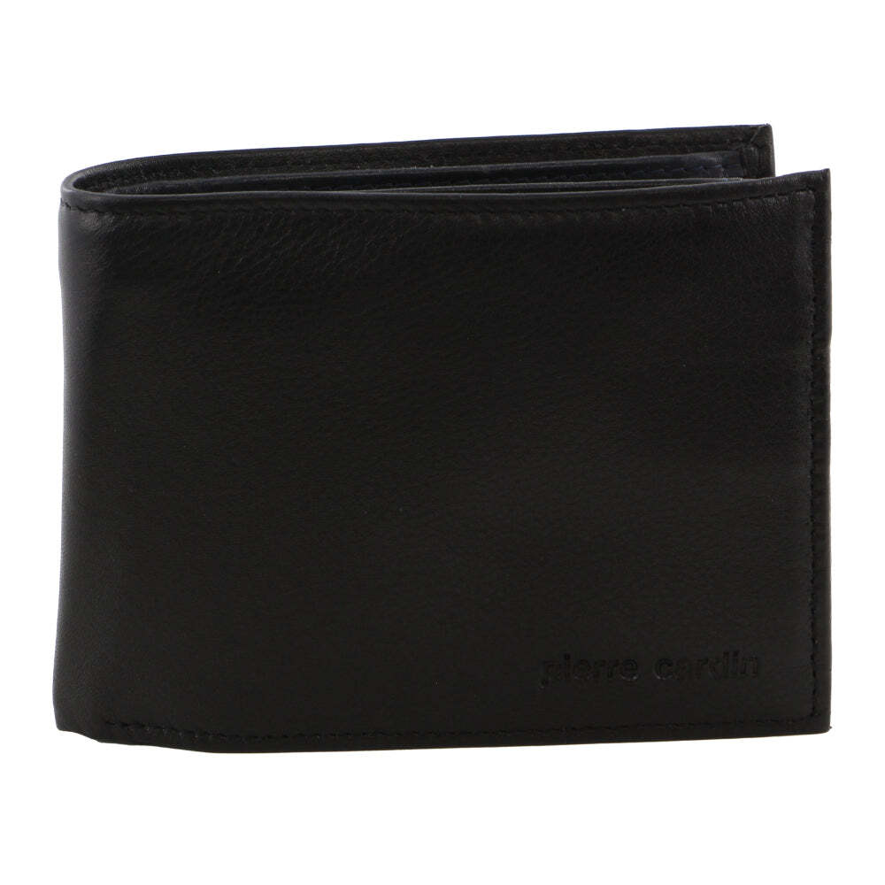 Pierre Cardin Italian Genuine Leather Mens Two Tone Bi Fold Wallet- Black/Midnight-2