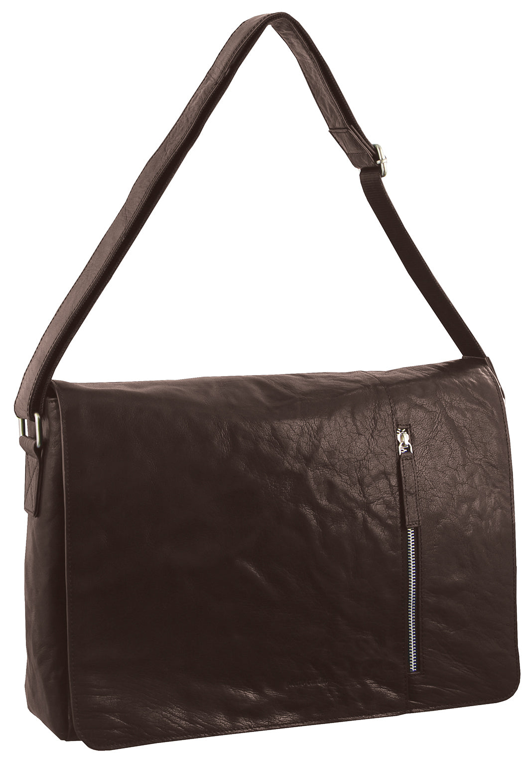 Pierre Cardin Rustic Leather Bag 15" Laptop Computer Messenger Business Travel - Brown-1