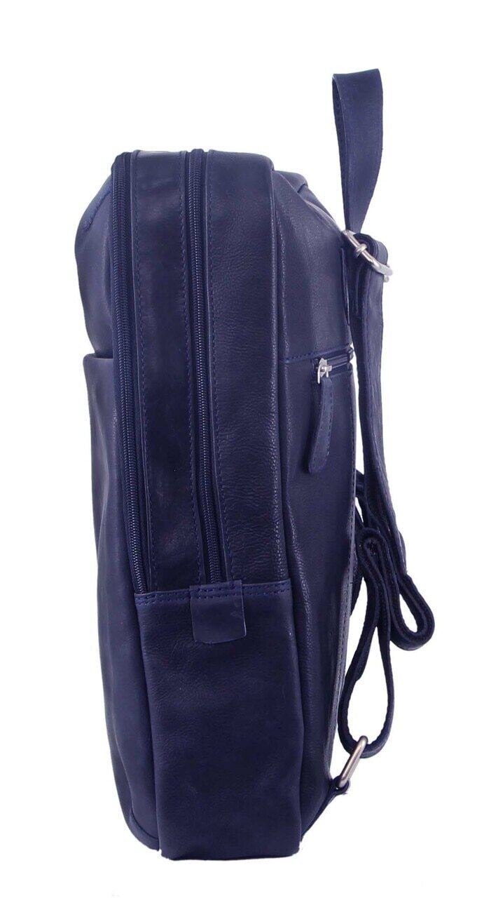 Pierre Cardin Rustic Large Leather Backpack Bag Rucksack Men Women - Midnight-2