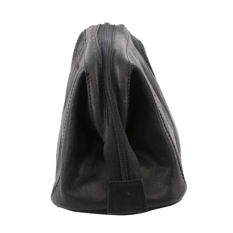 Pierre Cardin Mens Rustic Leather Toiletry Case Bag Travel - Black-3