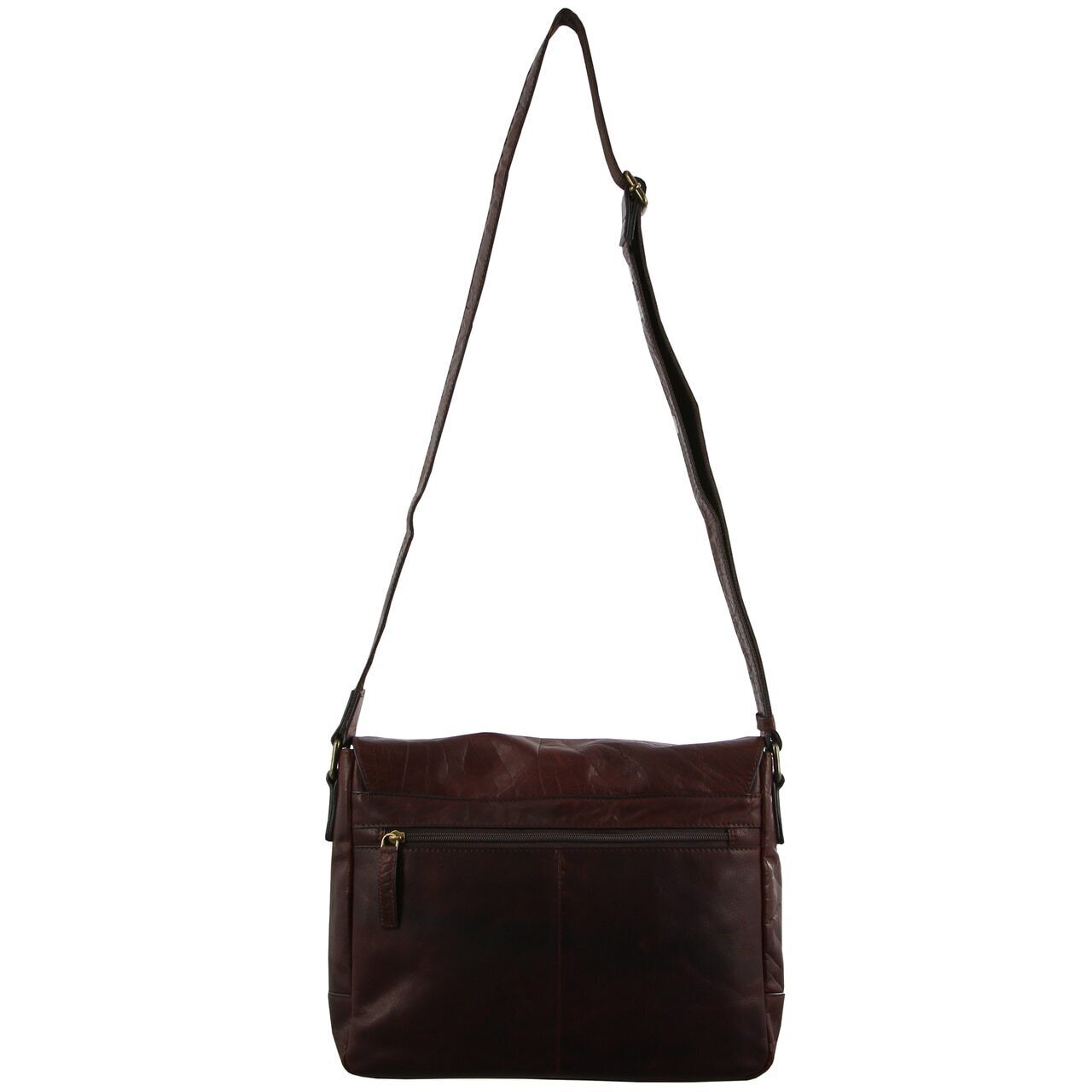 Pierre Cardin Rustic Leather 13" Laptop Computer Messenger Travel Shoulder Bag - Chestnut-2