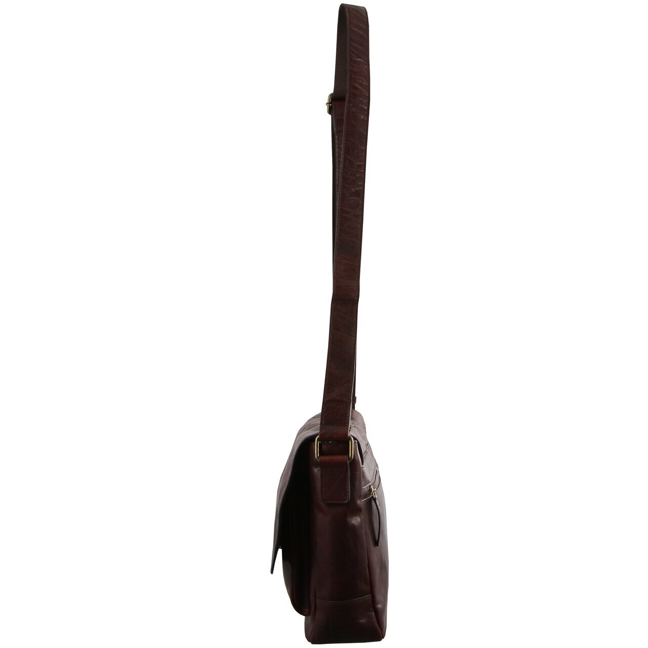 Pierre Cardin Rustic Leather 13" Laptop Computer Messenger Travel Shoulder Bag - Chestnut-3