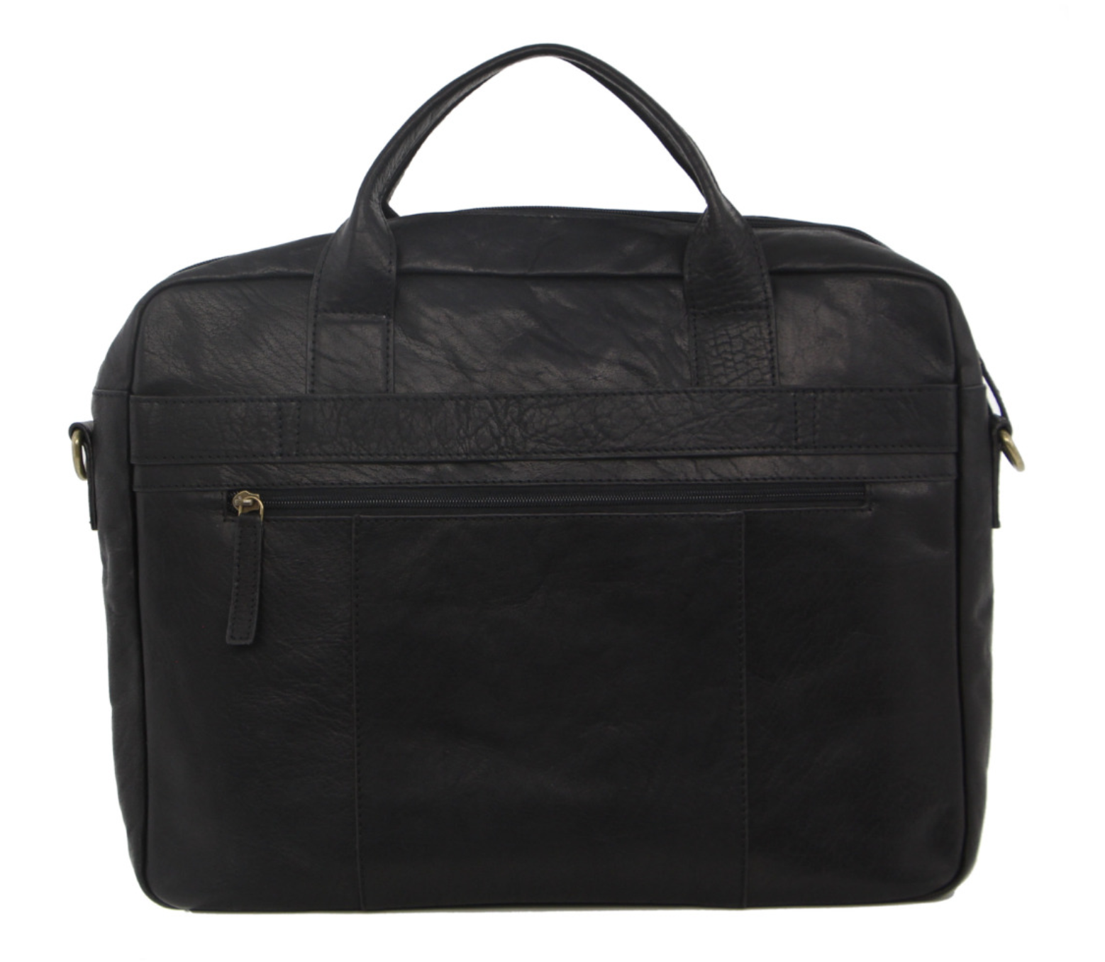 Pierre Cardin Rustic Leather 15" Laptop Computer Work Messenger Bag Travel Business - Black-2