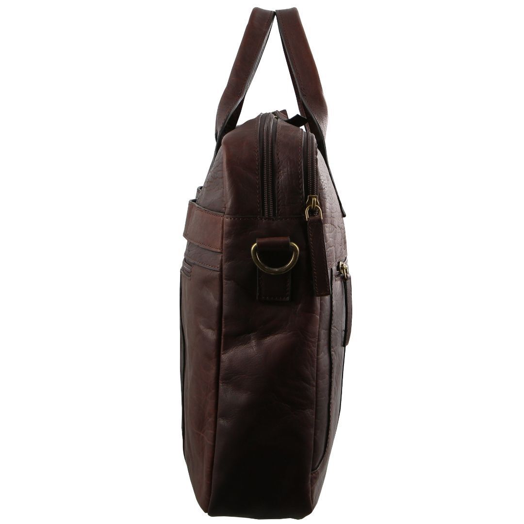 Pierre Cardin Rustic Leather 15" Laptop Computer Work Messenger Bag Travel Business - Chestnut-3
