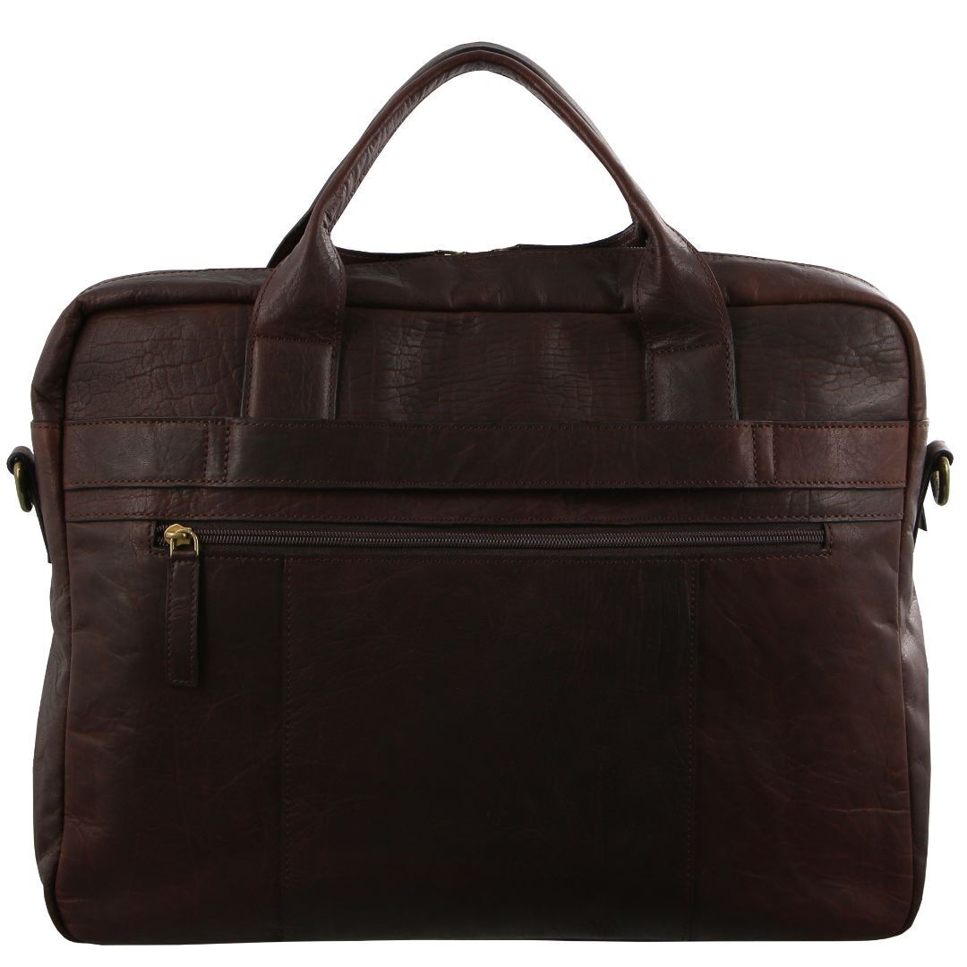 Pierre Cardin Rustic Leather 15" Laptop Computer Work Messenger Bag Travel Business - Chestnut-2