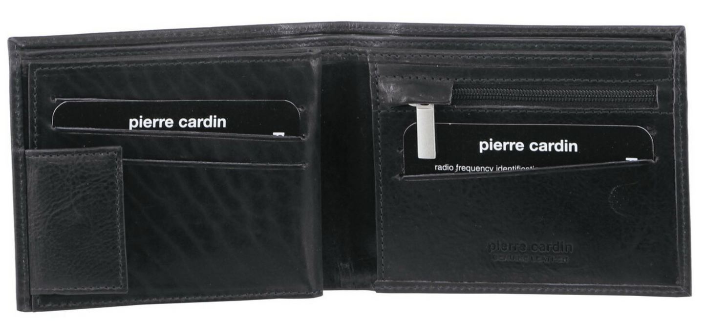 Pierre Cardin Mens Soft Rustic Leather RFID Protected Wallet - Black-0