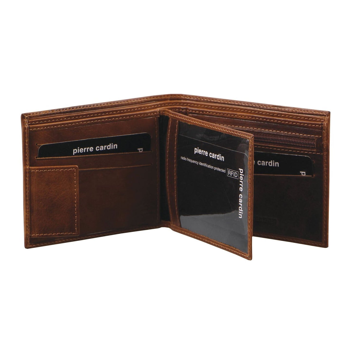 Pierre Cardin Mens Soft Rustic Leather RFID Protected Wallet - Cognac-0