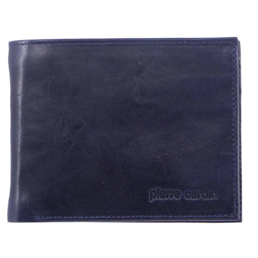 Pierre Cardin Mens Soft Rustic Leather RFID Protected Wallet - Midnight Navy-0