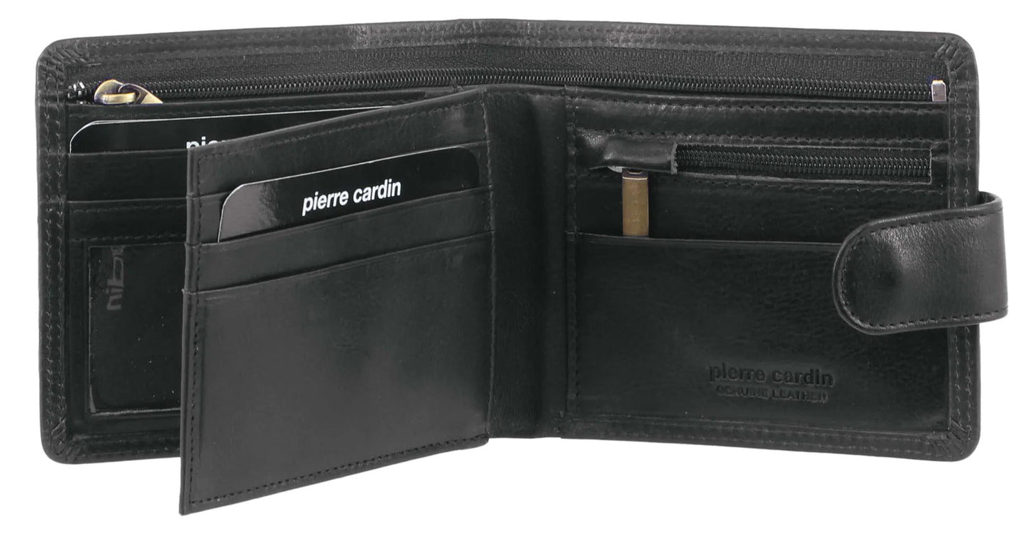Pierre Cardin Mens Wallet Soft Rustic Leather RFID Blocking Protected - Black-1