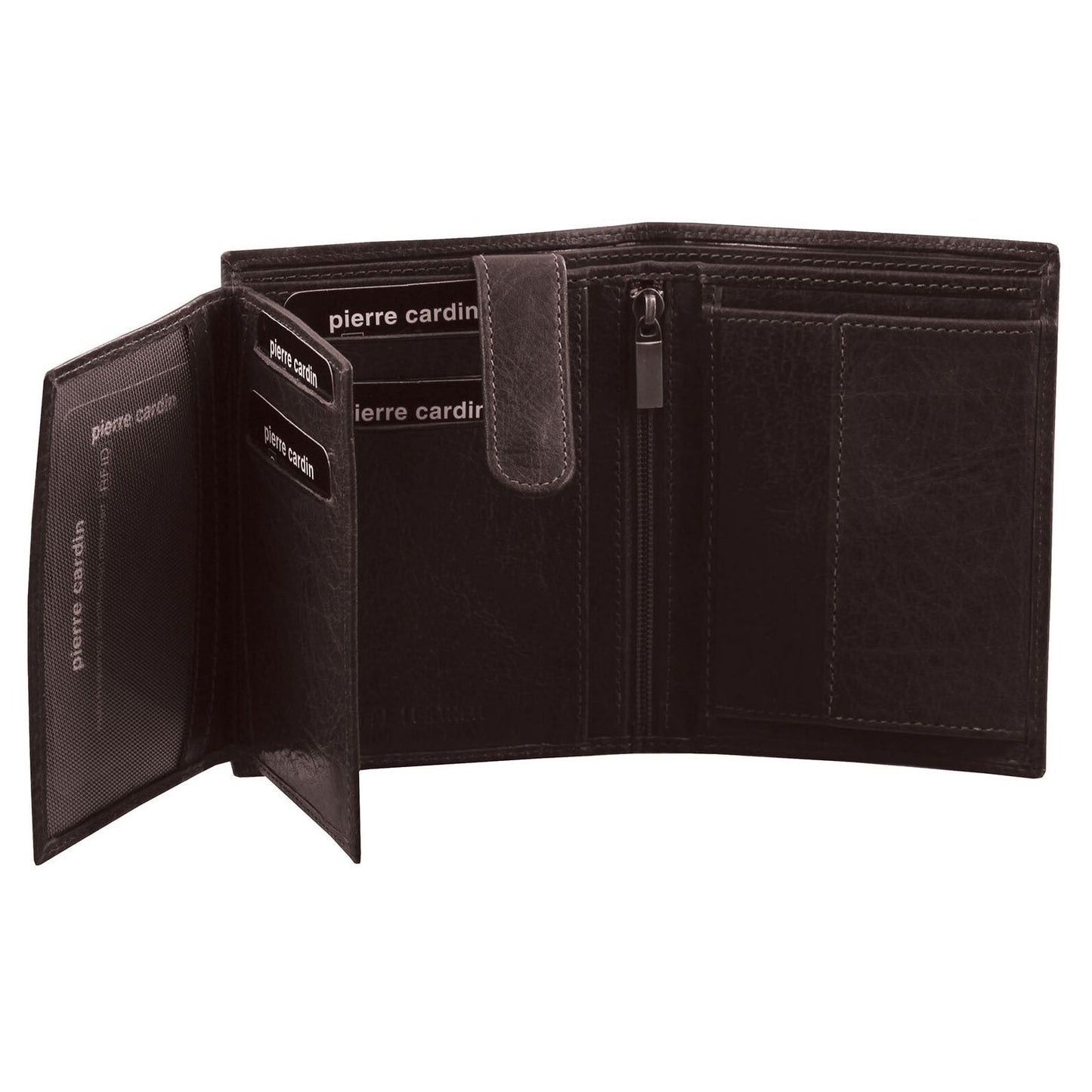 Pierre Cardin Mens Rustic RFID Leather Bi-Fold Wallet Card Holder - Brown-0