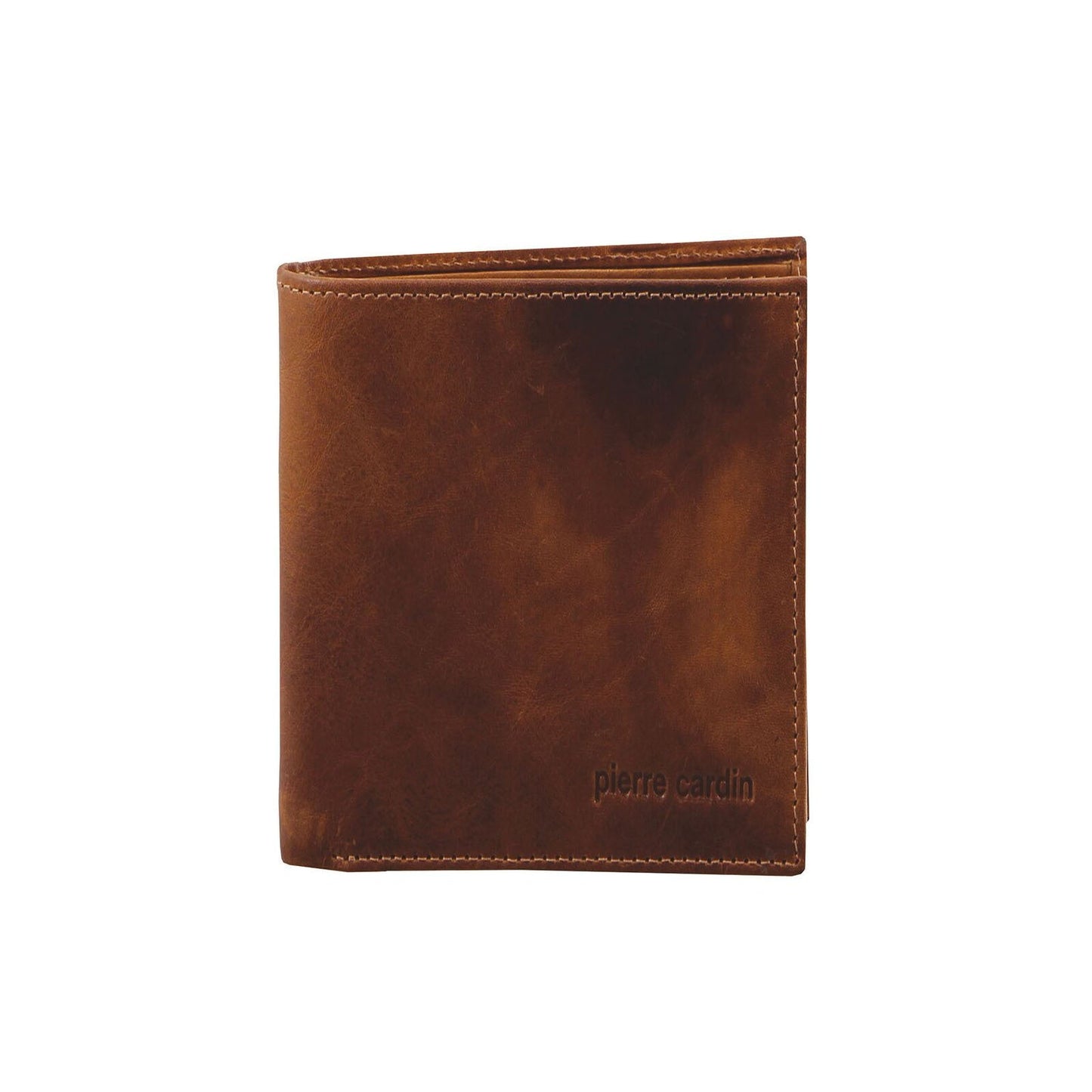 Pierre Cardin Mens Rustic Soft Leather Tri-Fold Wallet Card Holder - Chestnut-2