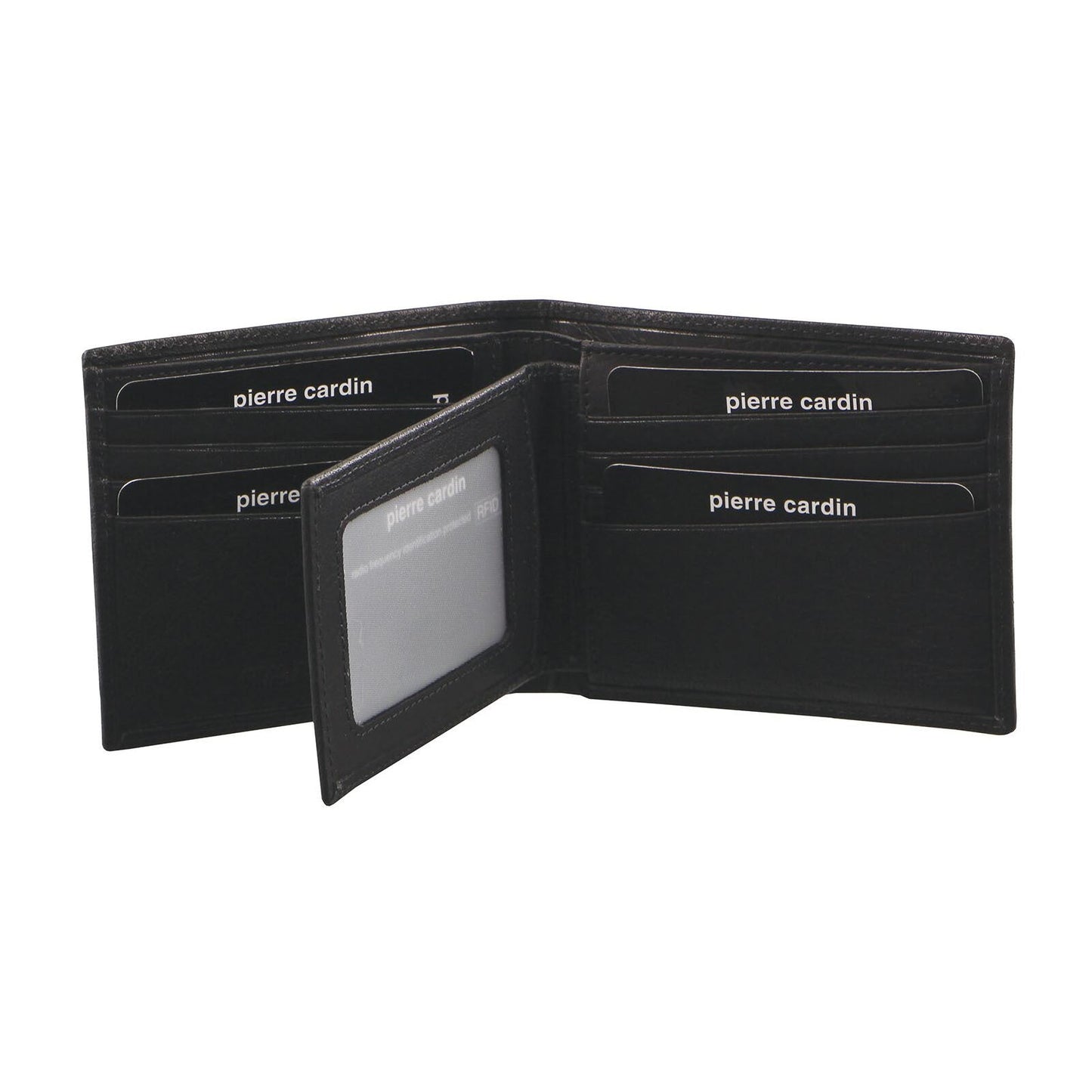 Pierre Cardin Mens Rustic Leather Bi-Fold Wallet Card Holder - Black-0