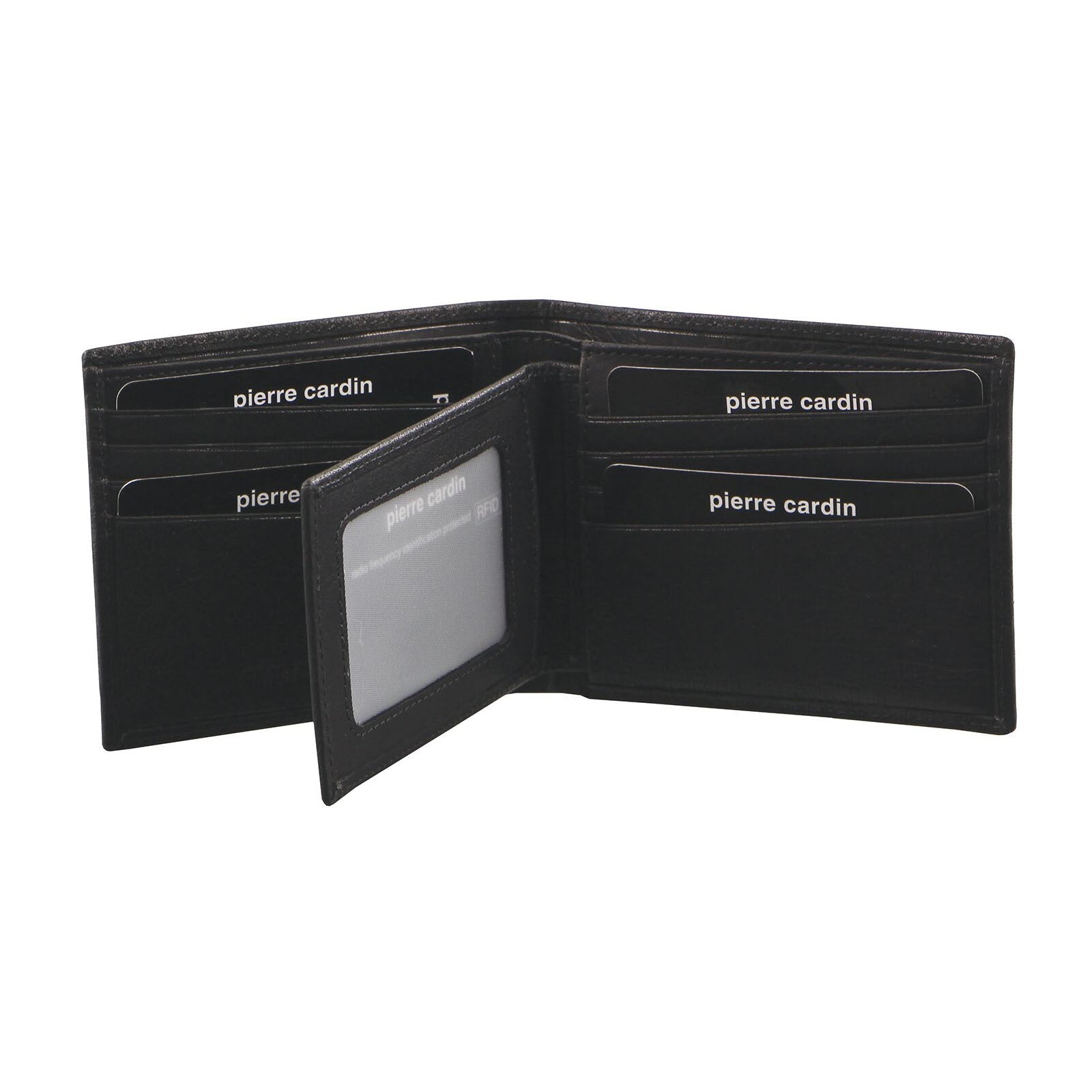 Pierre Cardin Mens Rustic Leather Bi-Fold Wallet Card Holder - Black-1