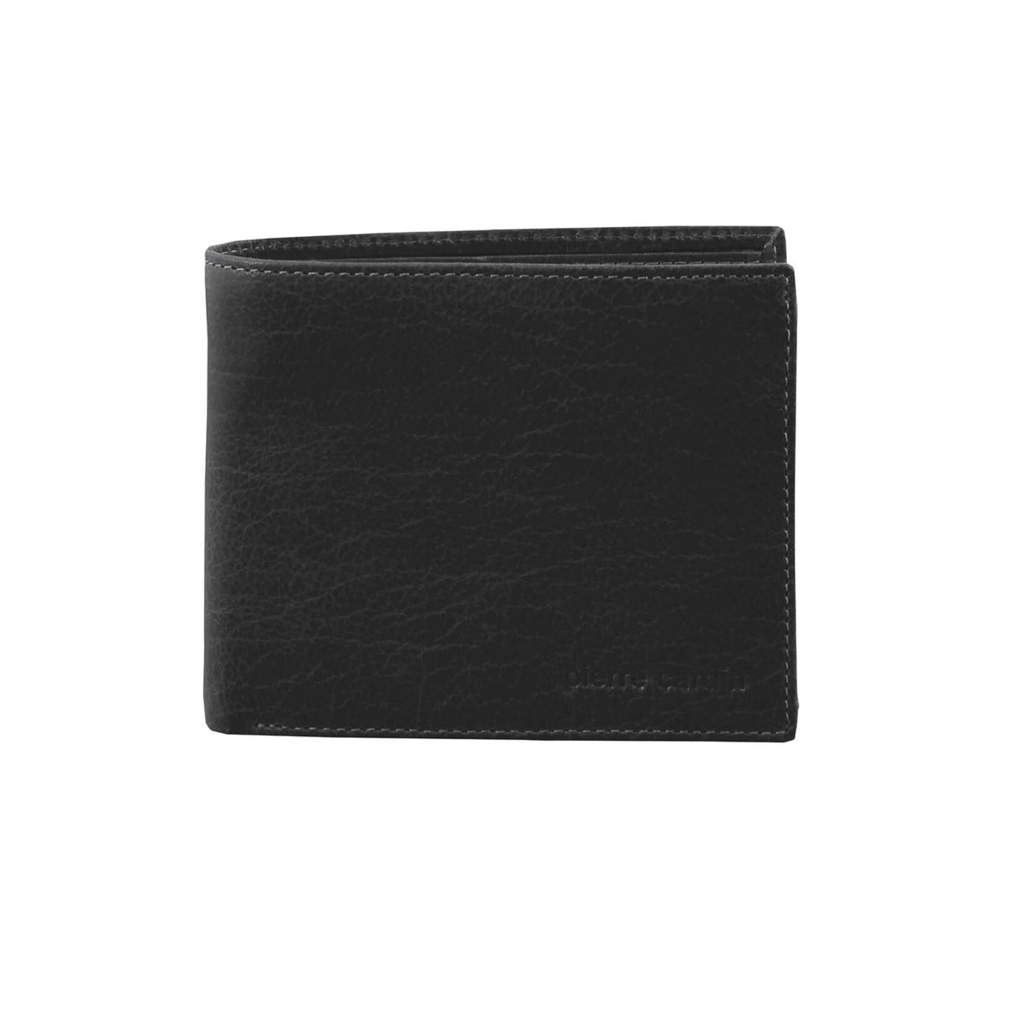 Pierre Cardin Mens Rustic Leather Bi-Fold Wallet Card Holder - Black