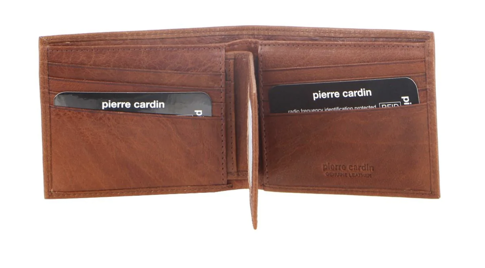 Pierre Cardin Mens Rustic Leather Bi-Fold Wallet Card Holder - Chestnut-1