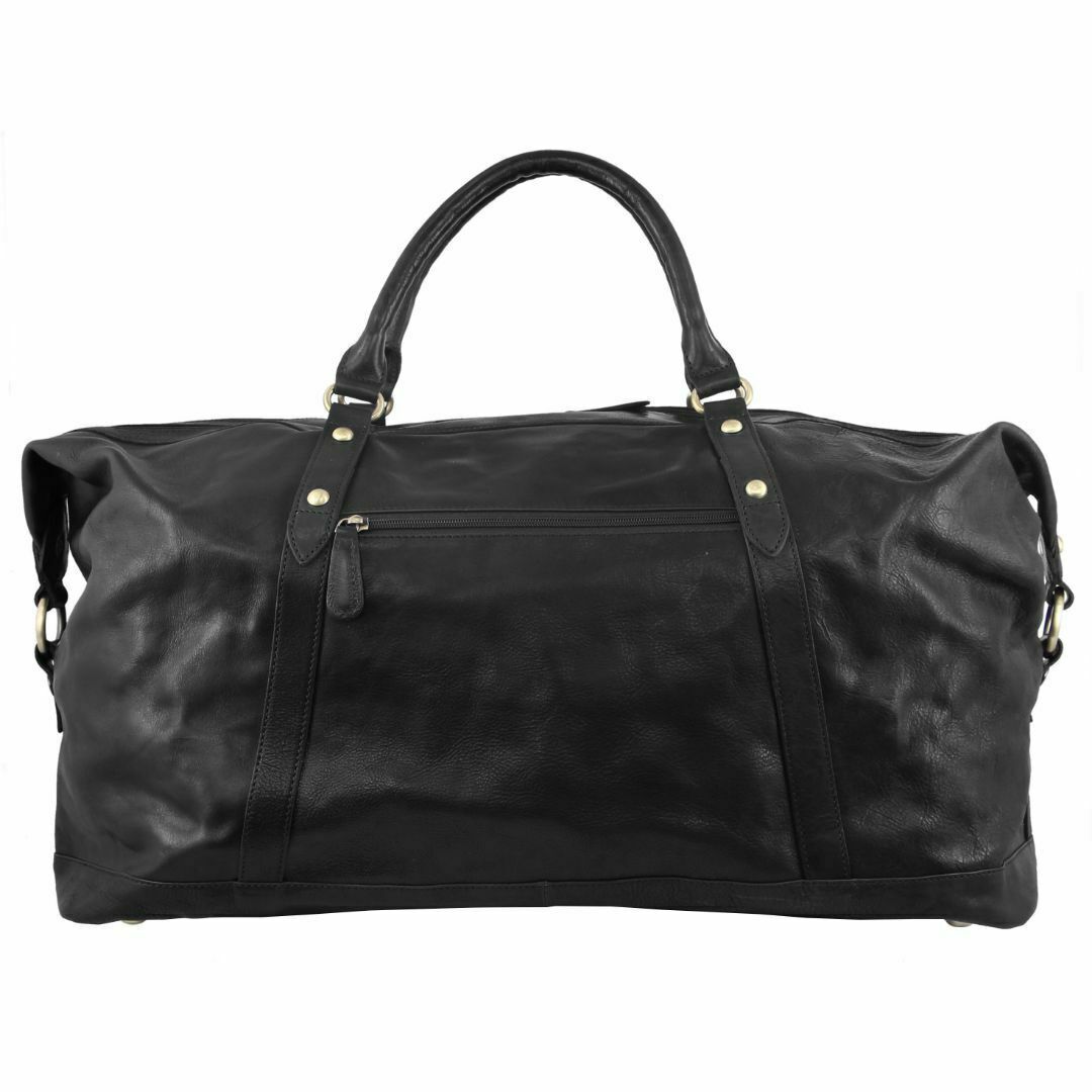 Pierre Cardin Rustic Leather Business Overnight Bag Unisex Duffle Bag Travel - Black-3