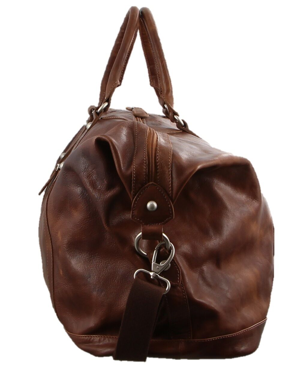 Pierre Cardin Rustic Leather Travel Business Trip Bag Overnight - Cognac-2